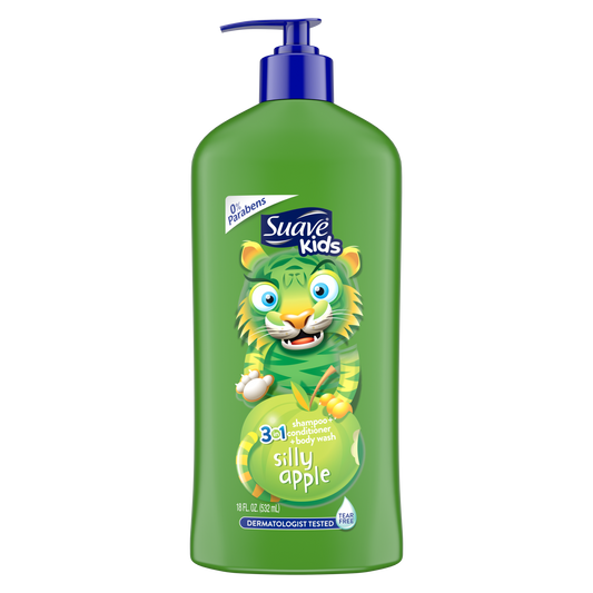 Suave Kids 3In1 Shmp+Cond+Body Wash Silly Apple Pump 18Oz/532Ml