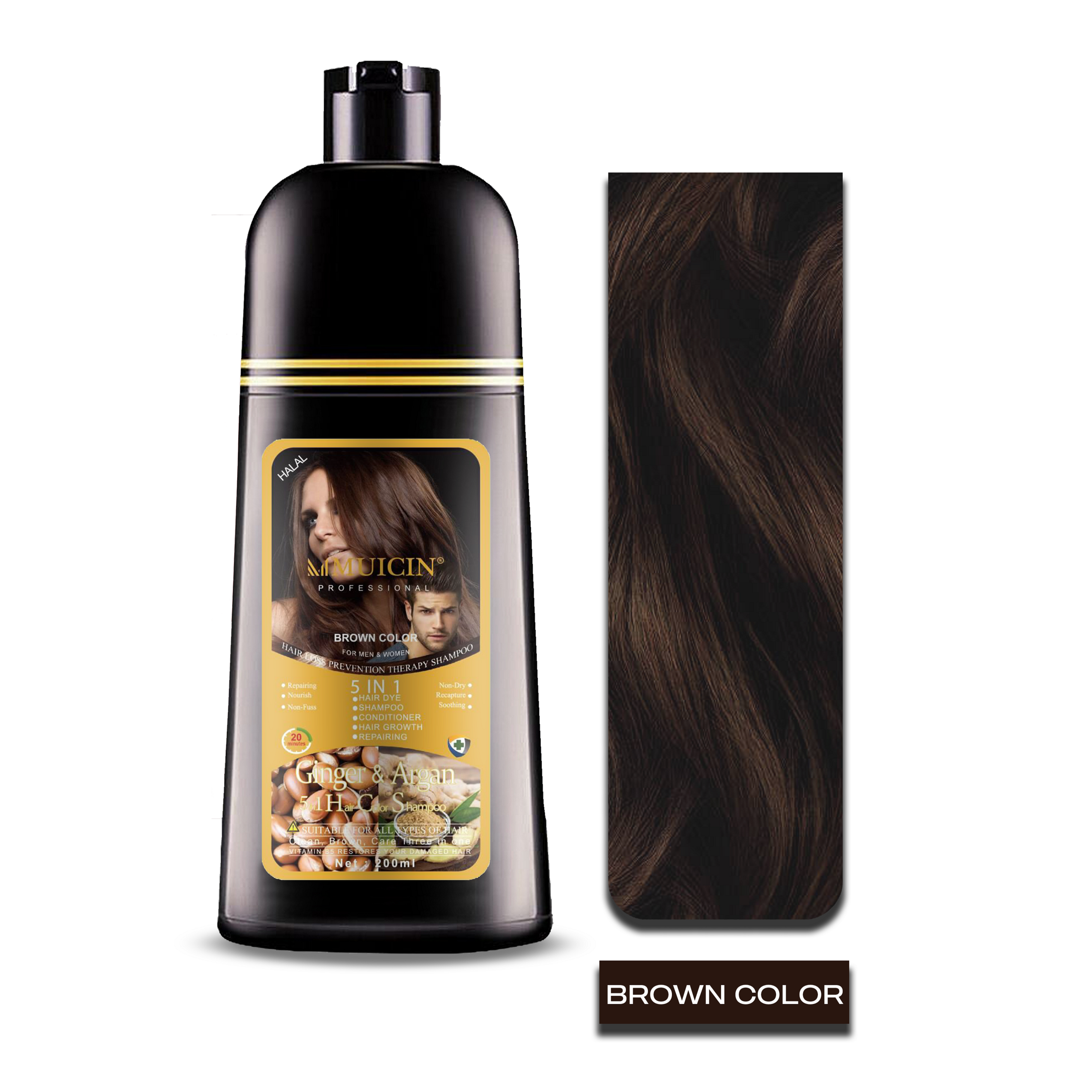 MUICIN - 5 in 1 Hair Color Shampoo With Ginger & Argan Oil