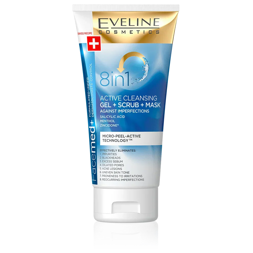 Eveline Cosmetics - Facemed+ 8in1 Active Cleansing Gel + Scrub + Mask