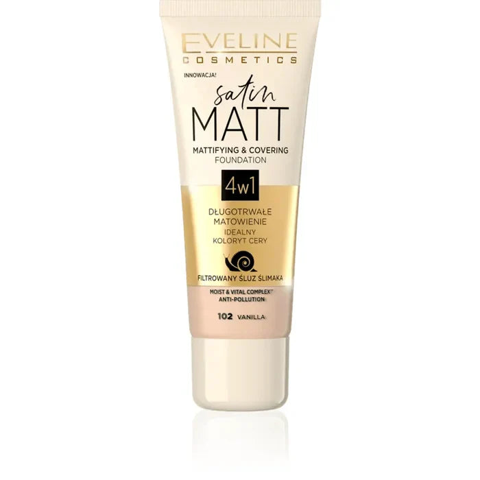 Eveline Cosmetics - Satin Matt Mattifying & Covering Foundation - 102 Vanilla