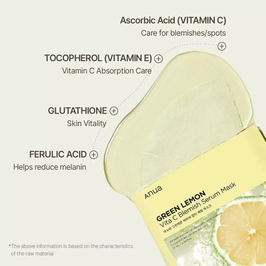 Anua - Green Lemon Vitamin C Blemish Serum Mask 25ml
