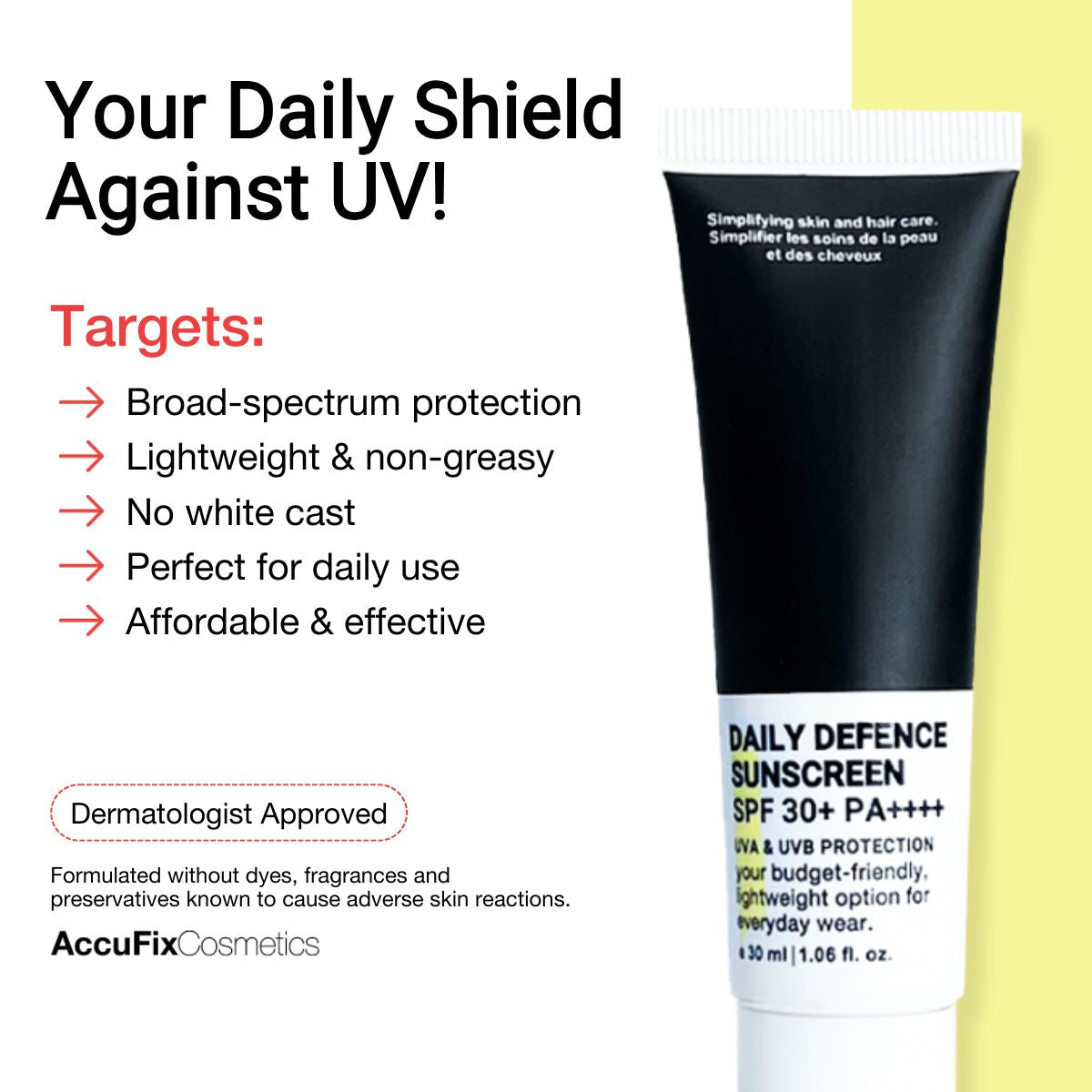 AccuFix - Daily Defence Sunscreen SPF 30+ PA+++