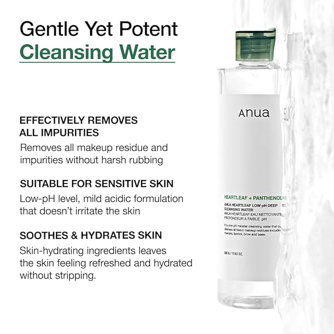 Anua - Heartleaf & Panthenol Low pH Deep Cleansing Water - 500g