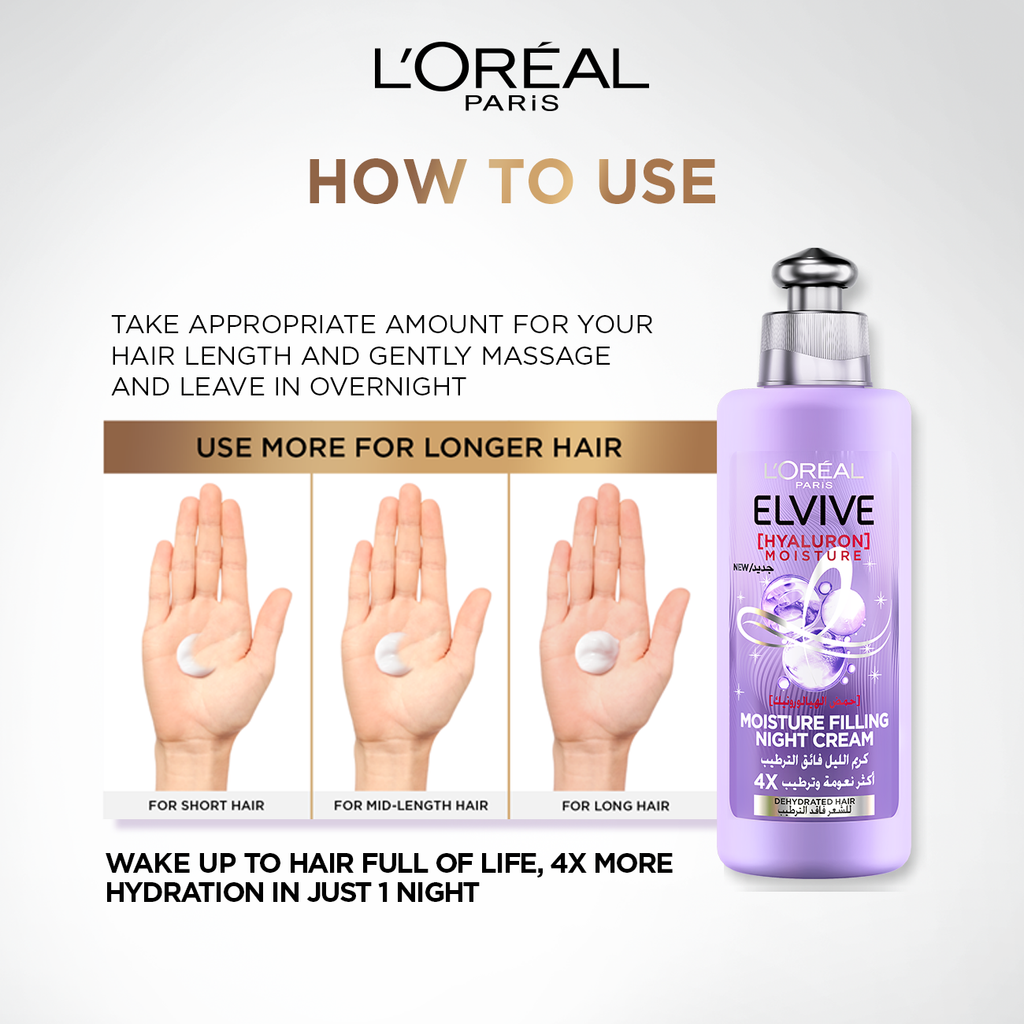 L'Oreal Paris - Elvive Hyaluron Moisture - Moisture Filling Night Cream - 200 ml