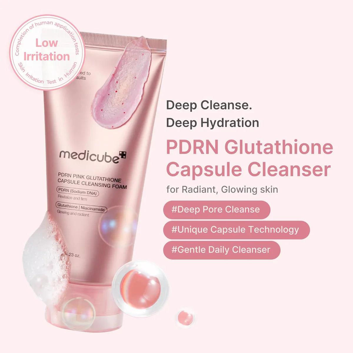 Medicube - PDRN Pink Glutathione Capsule Cleansing Foam - 120g