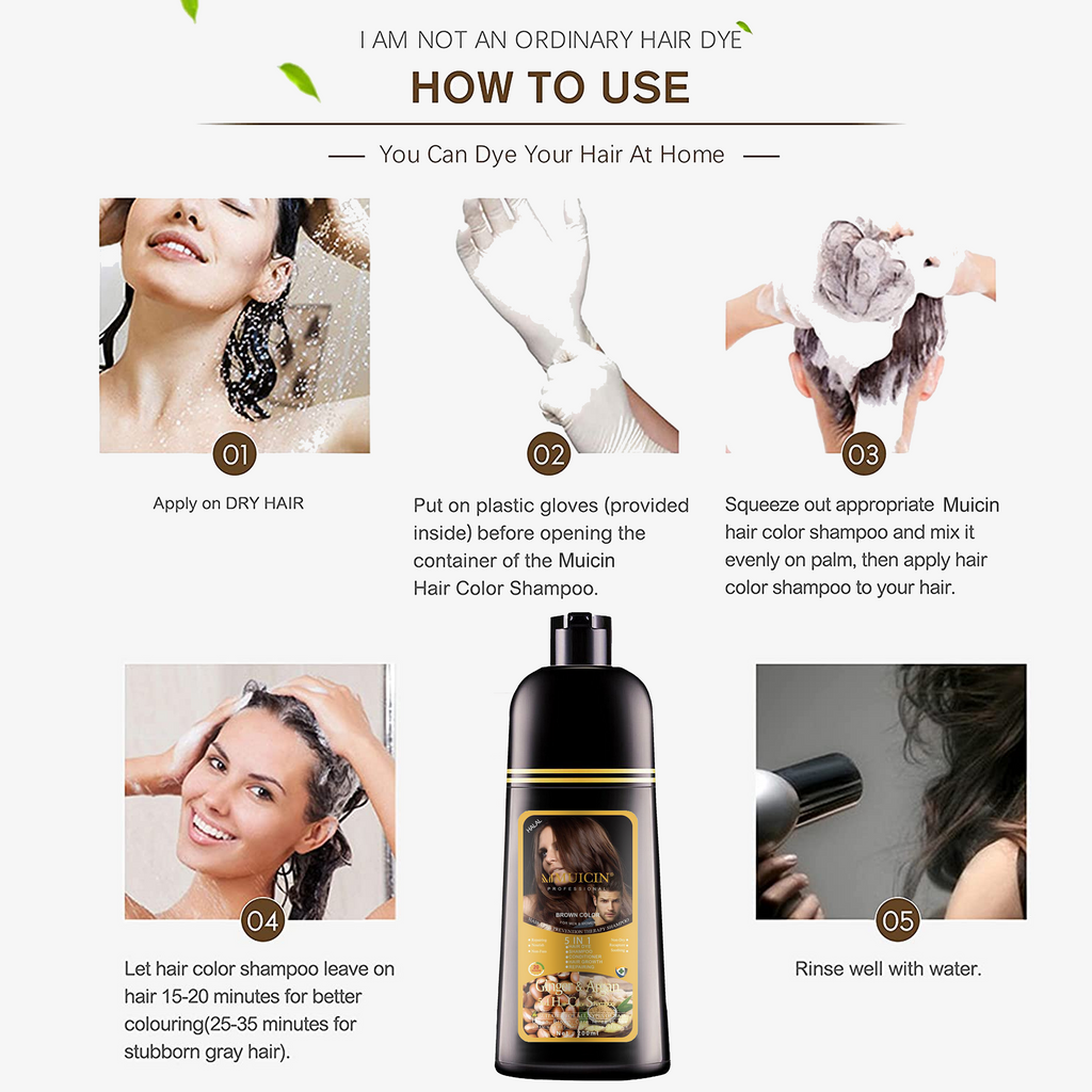 MUICIN - 5 in 1 Hair Color Shampoo With Ginger & Argan Oil