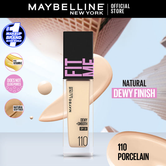 Maybelline Ny New Fit Me Dewy + Smooth Liquid Foundation 30 Spf  - 110 Porcelain 30Ml - For Normal To Dry Skin