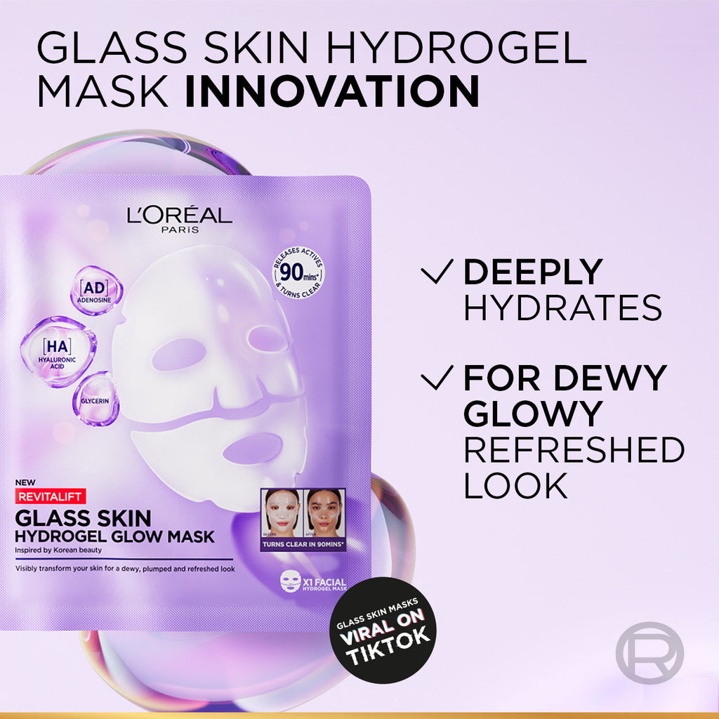 L'Oreal Paris - Revitalift Hyaluronic Acid Glass Skin Hydrogel Glow Mask