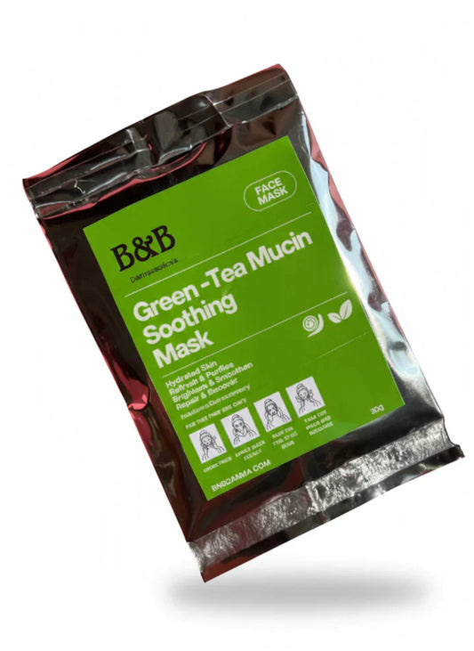 B&B Derma - Green-Tea Snail Mucin Face Sheet Mask