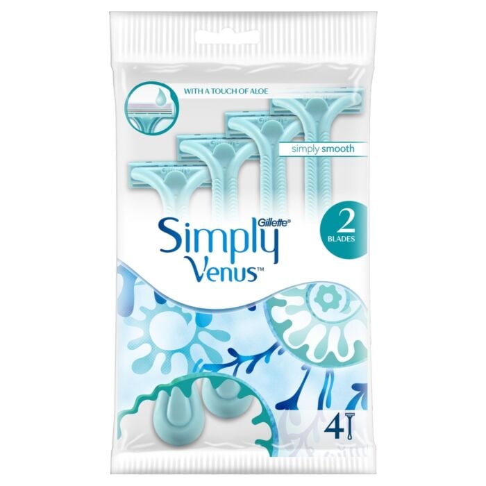 Gillette Venus Simply Razor Smooth With Touch Of Aloe Pouch 4'S
