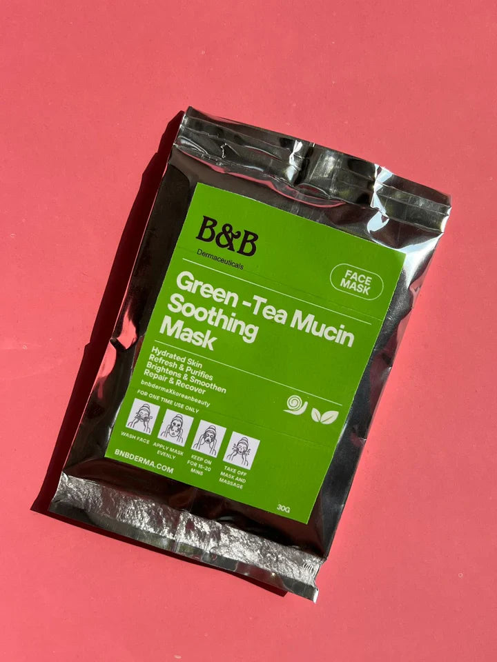 B&B Derma - Green-Tea Snail Mucin Face Sheet Mask
