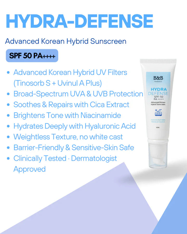 B&B Derma - Hydra Defense SPF 50 Advanced Korean Hybrid Sunscreen