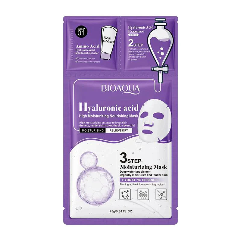  Bioaqua - Hyaluronic Acid 3 Step Moisturizing Facial Mask - 25Ml