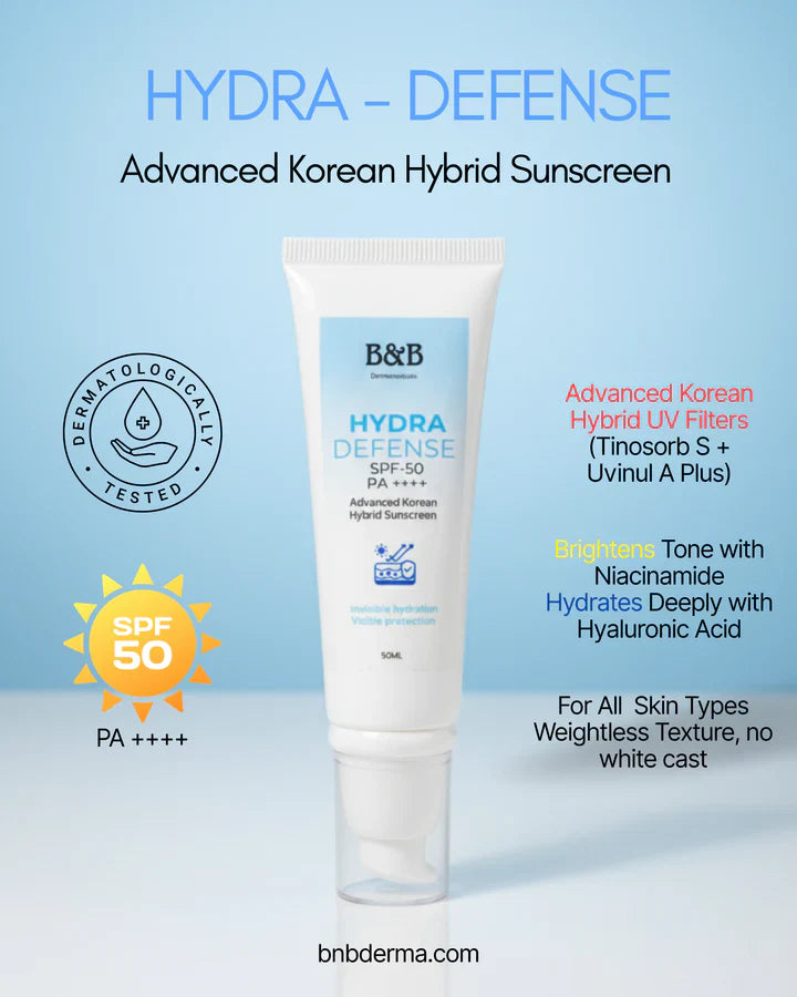 B&B Derma - Hydra Defense SPF 50 Advanced Korean Hybrid Sunscreen
