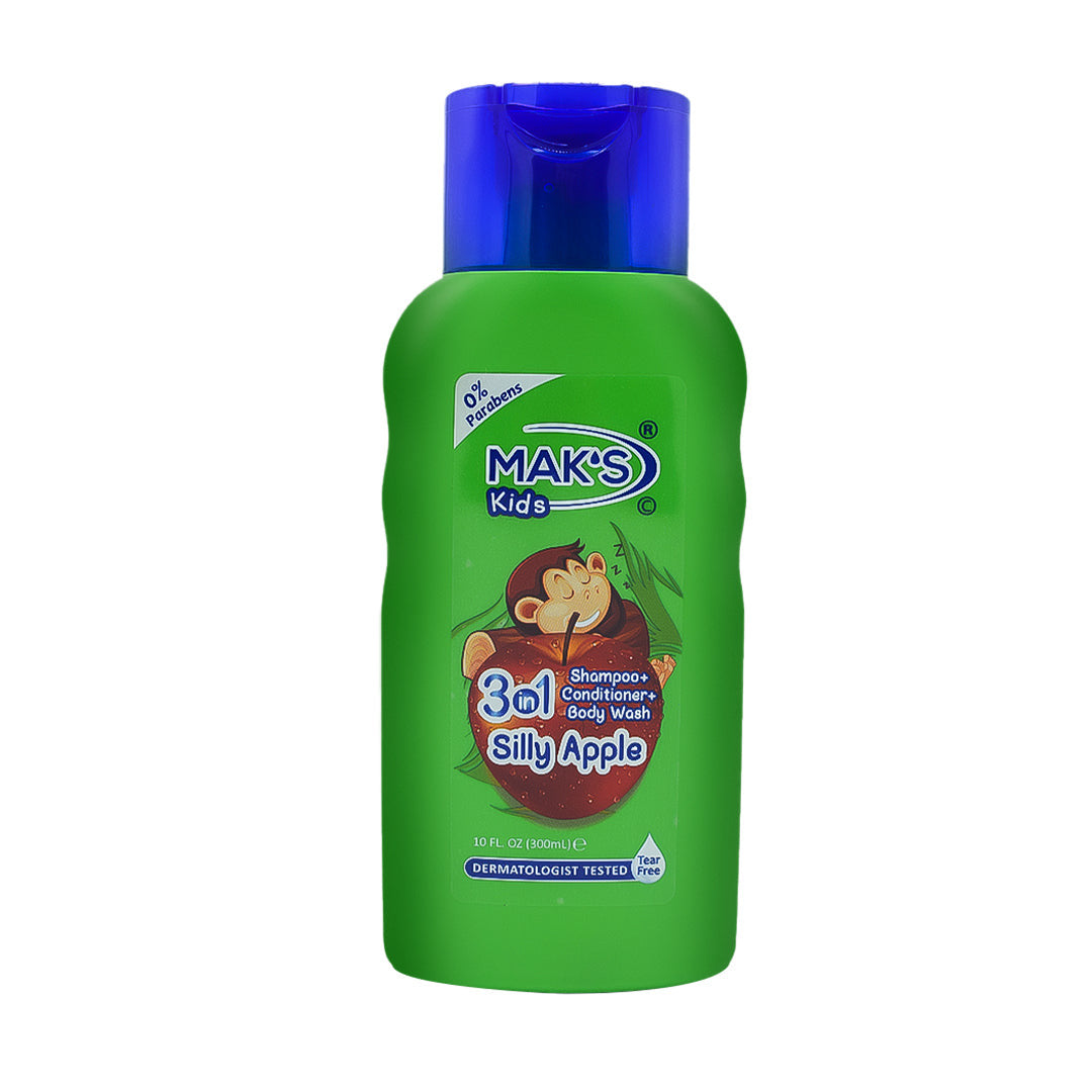 Maks - Kids Silly Apple 3In1 Shampoo + Conditioner & Body Wash - 300ml