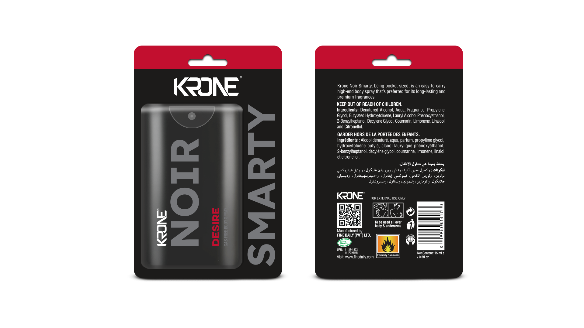 Krone Noir Smarty Desire Gas Free Body Spray 15ml