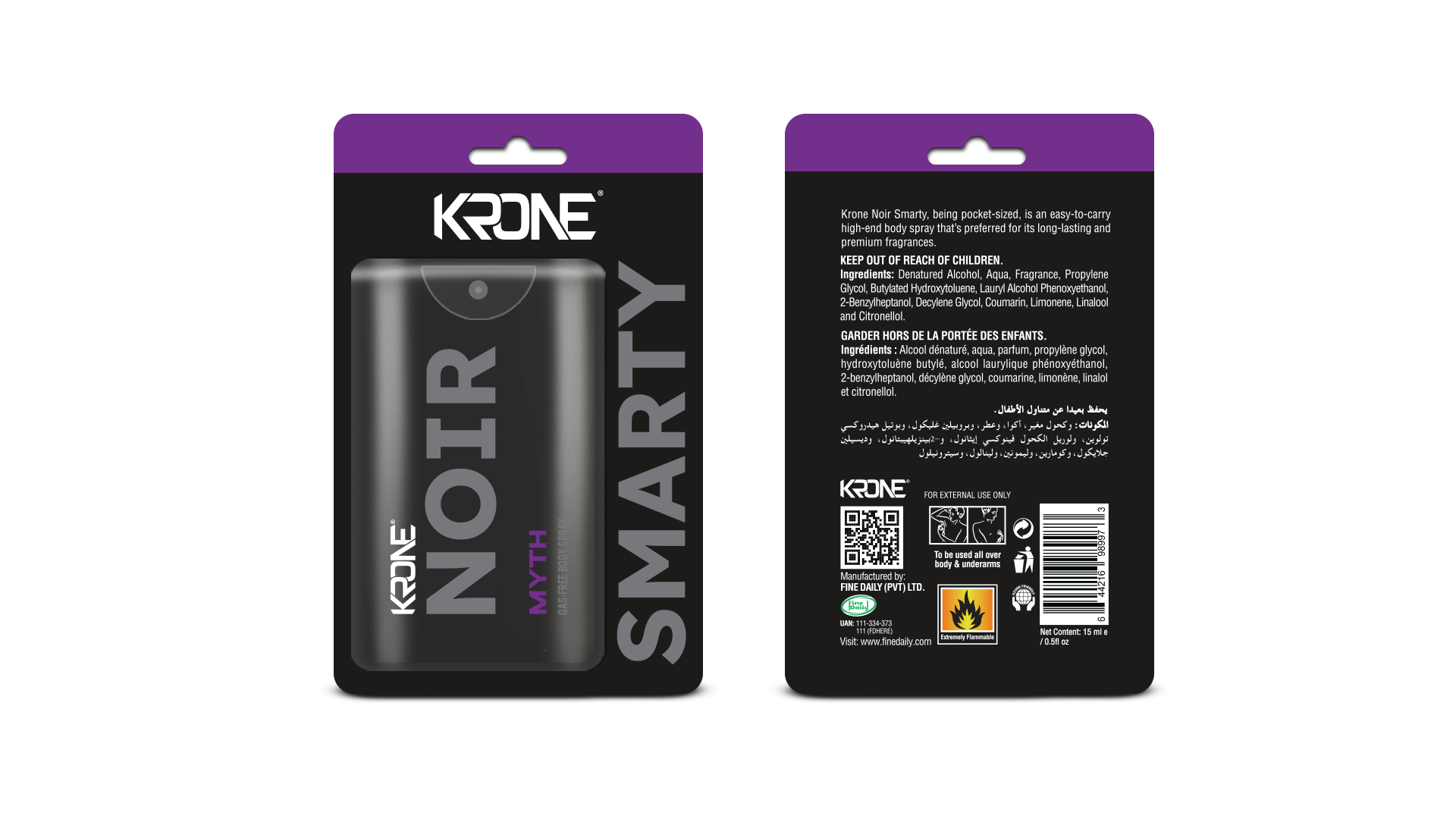 Krone Noir Smarty Myth Gas Free Body Spray 15ml