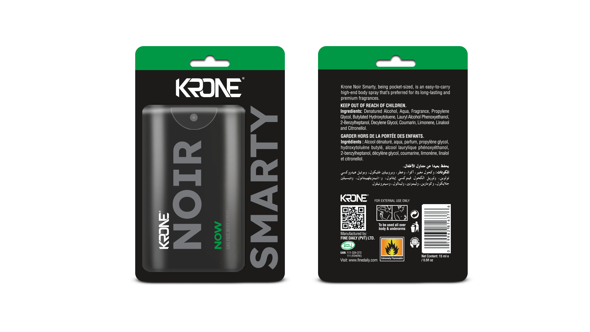Krone Noir Smarty Now Gas Free Body Spray 15ml