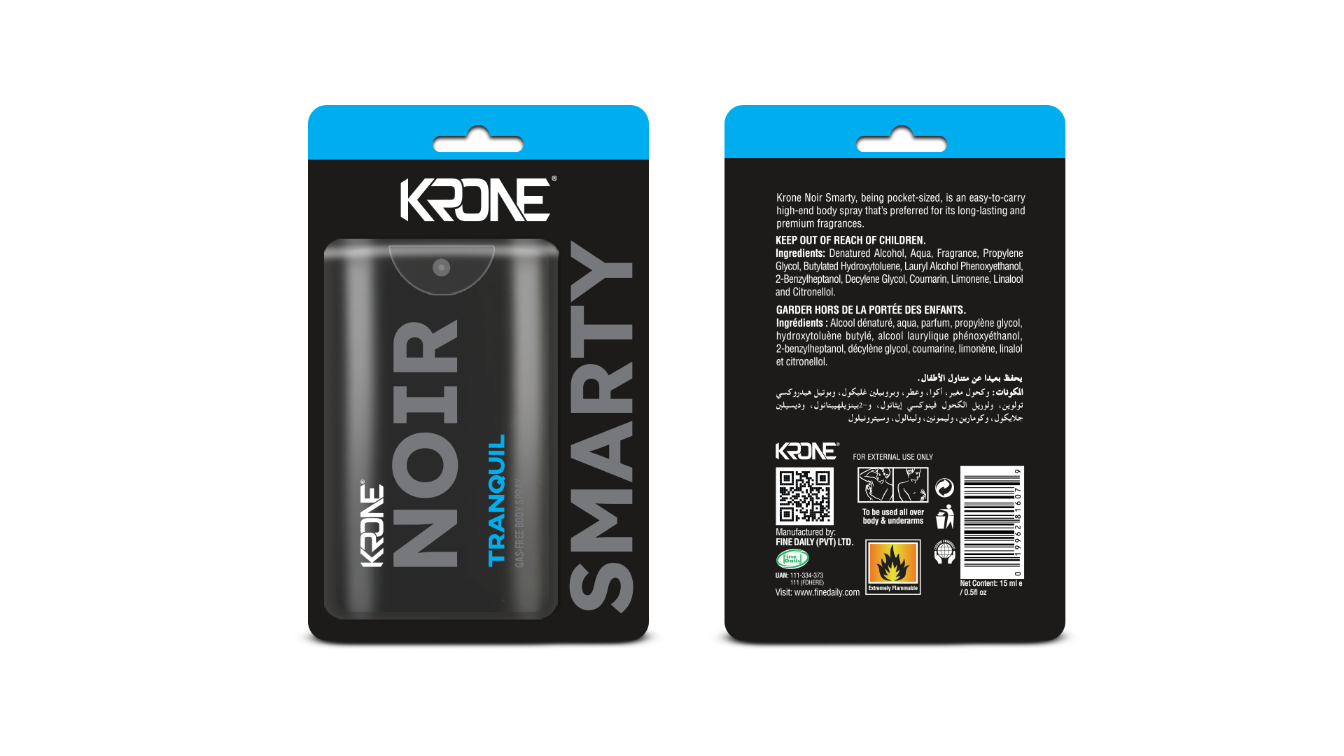 Krone Noir Smarty Tranquil Gas Free Body Spray 15ml