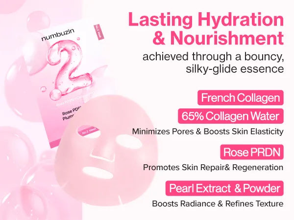 Numbuzin - No.2 Rose PDRN Collagen Plumping Sheet Mask - 33ml
