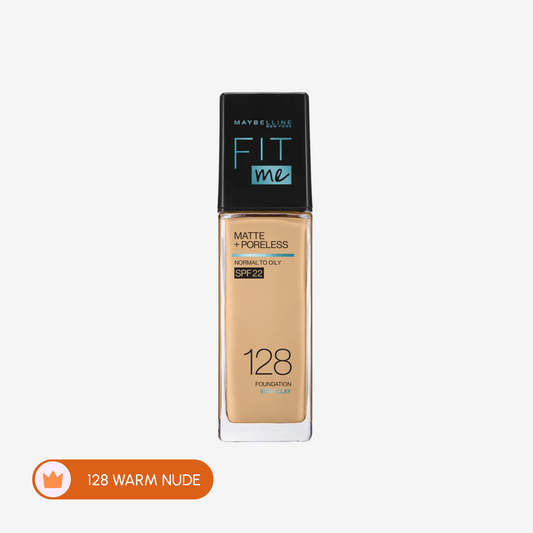 Maybelline Ny New Fit Me Matte + Poreless Liquid Foundation Spf 22 - 128 Warm Nude 30Ml - For Normal To Oily Skin