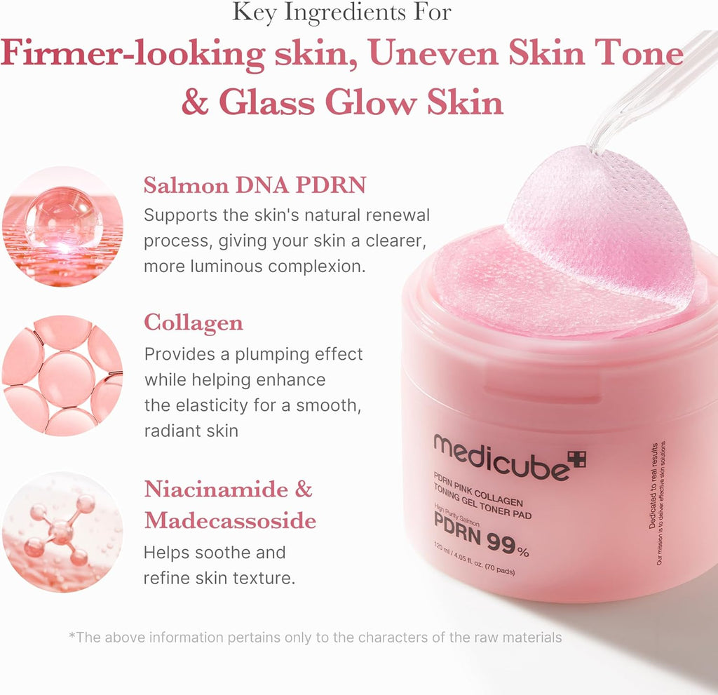 Medicube - PDRN Pink Collagen Toning Gel Toner Pad 120ml (70pcs)