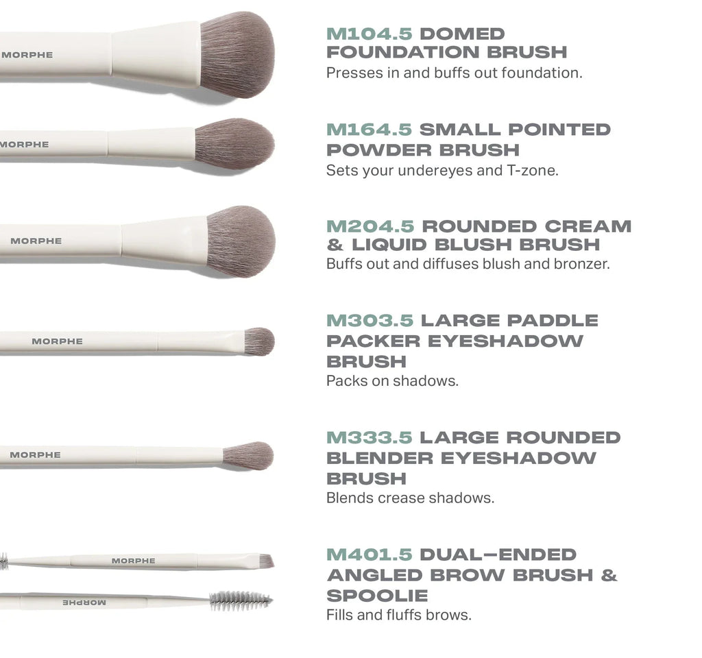 Morphe Travel Brush Set - Along For The Glide - 6 pcs
