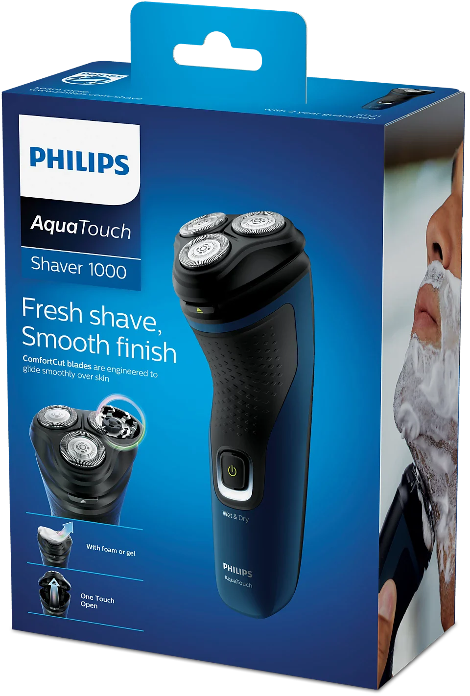 Philips - Shaver series 1000 Wet or Dry electric shaver S1121/40