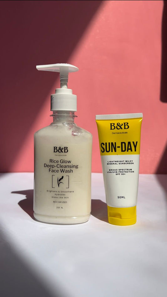 B&B Derma - Sunday Mineral Sunscreen + Rice Glow Facewash