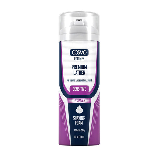 Cosmo Shaving Foam Sensitive Vitamine E  400Ml  White Dome & Bottom