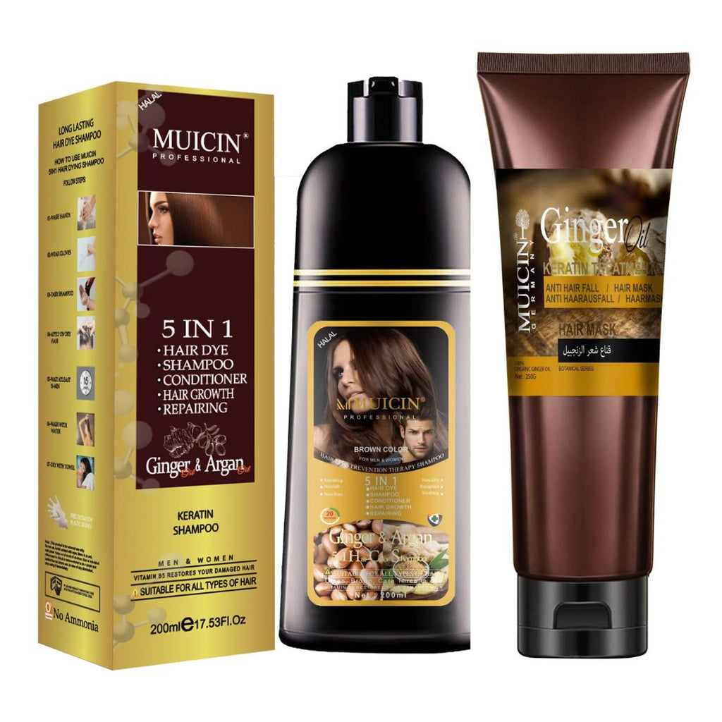 MUICIN - 5 in 1 Hair Color Shampoo With Ginger & Argan Oil