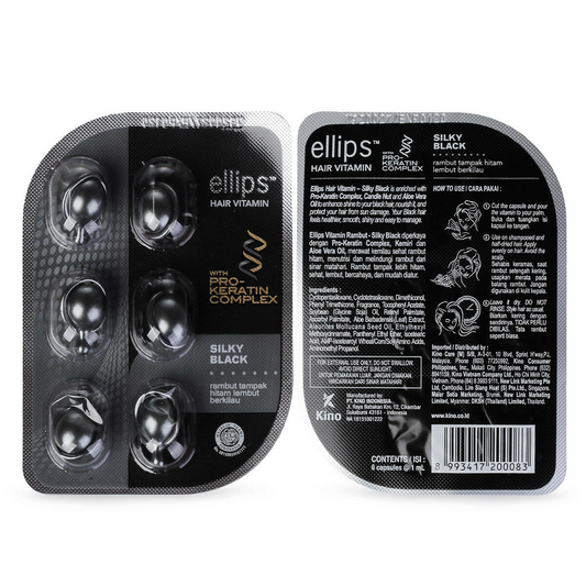 Ellips Hair Vitamin Capsule Shiny Black With Candlenut & Aloe Vera Oil 6'S (Black)