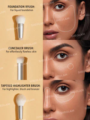 Sheglam Glam 101 Face Essential Brush Set With Bag